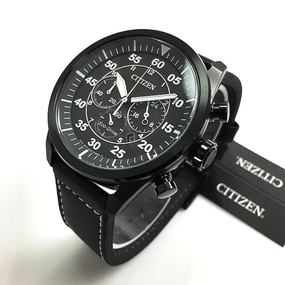 🔥Citizen Men's 44mm Black Leather Watch